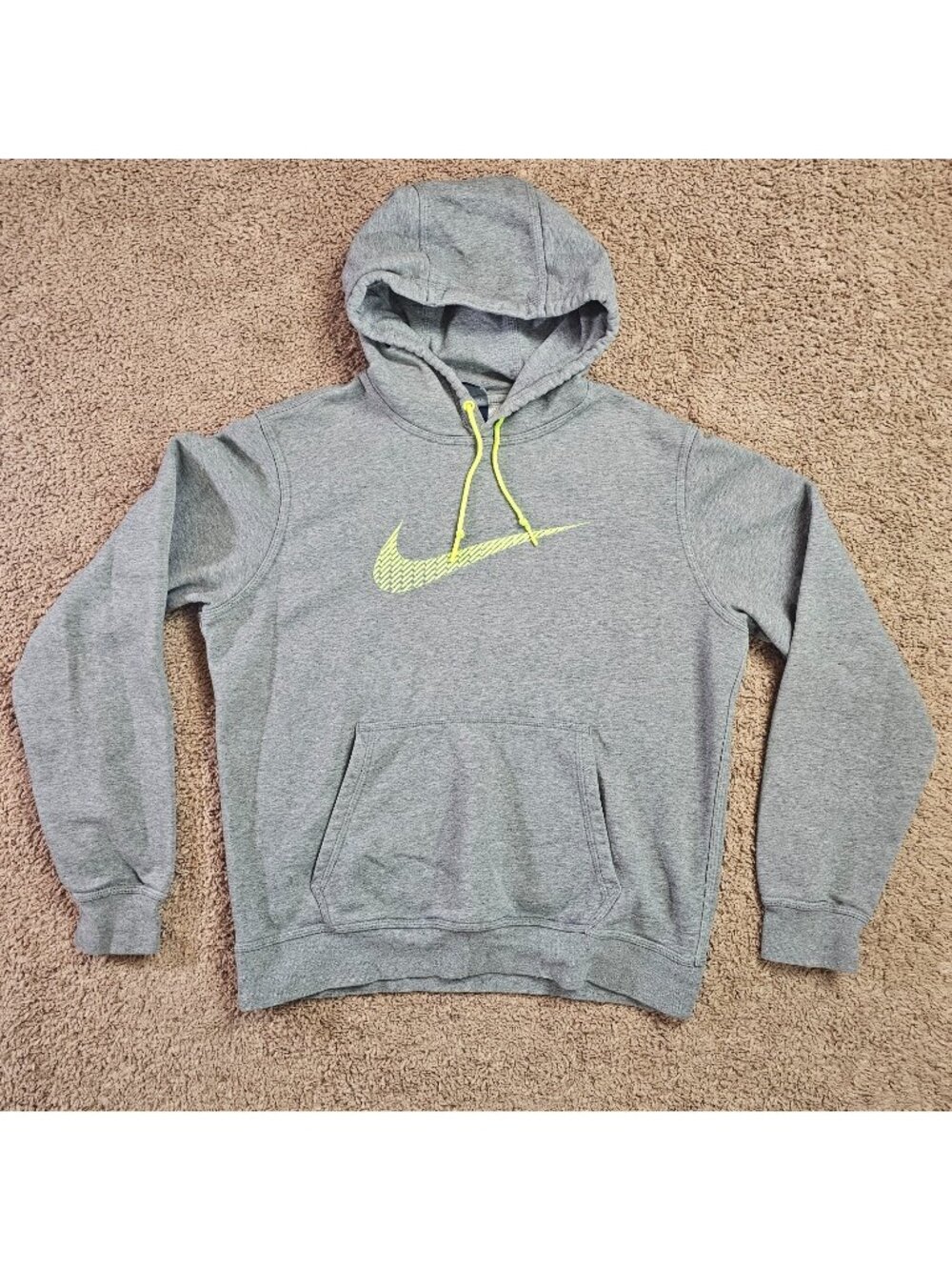 Nike Pullover Hoodie Mens M Grey Center Swoosh Sweatshirt Cotton Polyester